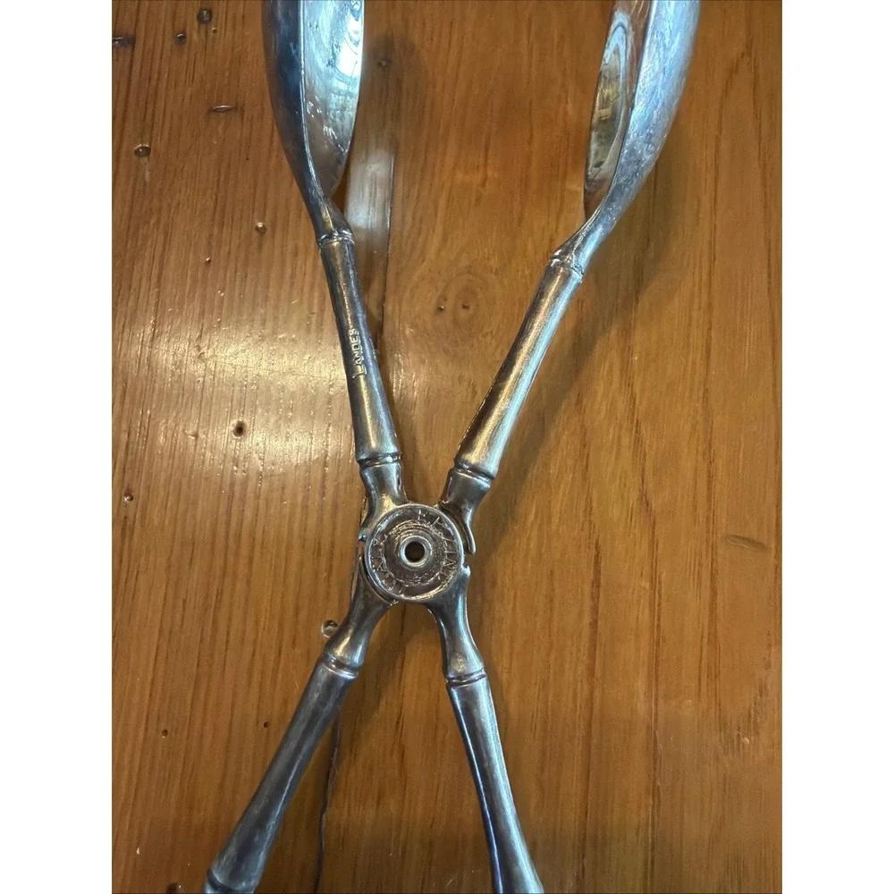 Vintage Silverplate E.P. Zinc Landes Italy Salad Tongs 9 1/4 